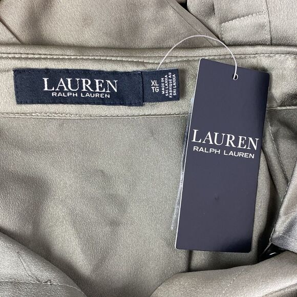 Ralph Lauren Taupe Long Sleeve Button Up Blouse Top NEW XL - Picture 4 of 4